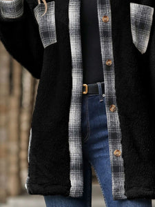 Plaid Contrast Dropped Shoulder Coat (multiple color options)