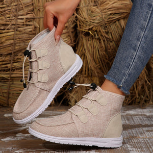 Lace-Up Round Toe Flat Sneakers (2 color options)