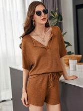 Load image into Gallery viewer, Waffle-Knit Dropped Shoulder Top and Shorts Set (multiple color options)
