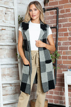 Load image into Gallery viewer, Plaid Lapel Collar Sleeveless Cardigan (multiple color options)
