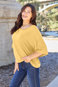 Bamboo Round Neck Drop Shoulder T-Shirt (multiple color options)