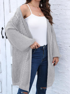 Cable-Knit Open Front Long Sleeve Cardigan (multiple color options)