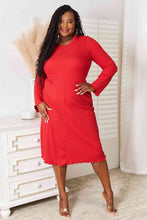 Load image into Gallery viewer, Scarlet Serenity Round Neck Long Sleeve Dress
