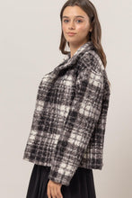 Load image into Gallery viewer, Plaid Collared Neck Boucle Jacket with Pockets
