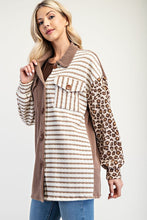 Load image into Gallery viewer, Leopard Contrast Button Up Shacket in Taupe
