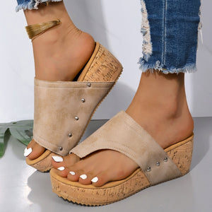 PU Leather Wedge Sandals  (multiple color options)