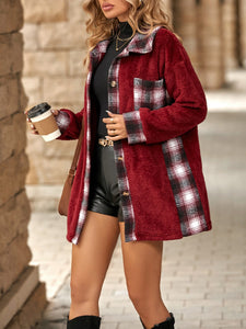 Plaid Contrast Dropped Shoulder Coat (multiple color options)