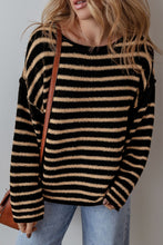 Load image into Gallery viewer, Stripe Drop Shoulder Round Neck Sweater
