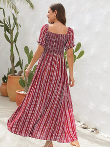 Slit Printed Short Sleeve Dress (multiple color options)