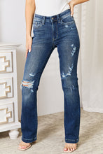 Load image into Gallery viewer, Judy Blue Mid Rise Hand Sand &amp; Destroy Bootcut Jeans
