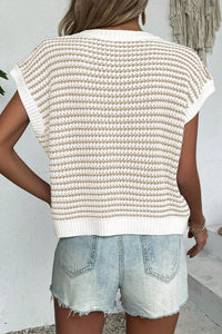 Striped Round Neck Cap Sleeve Sweater (multiple color options)