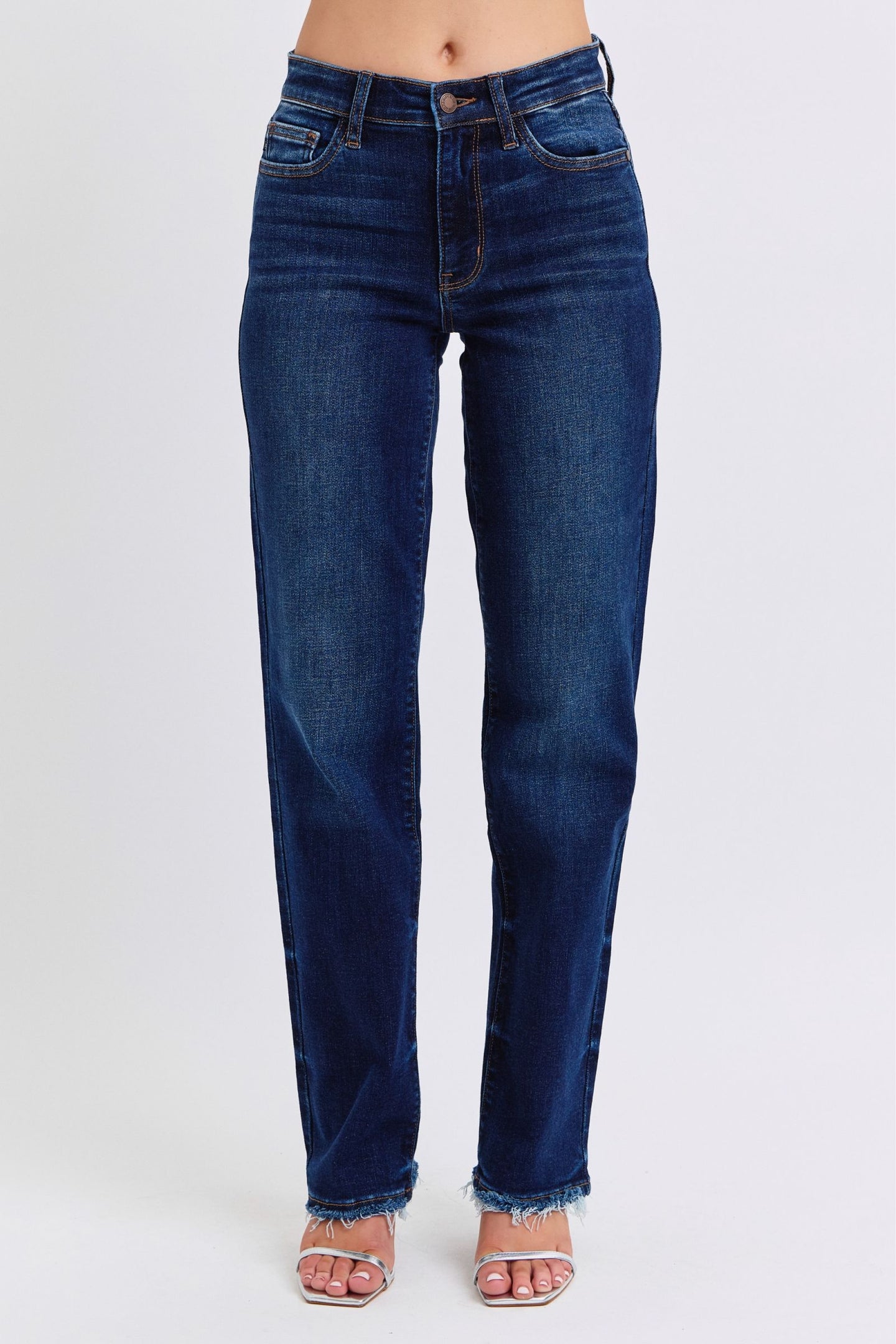 Judy Blue Raw Hem Straight Leg Jeans