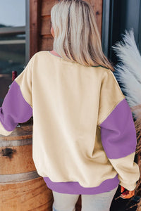 Color Block Round Neck Long Sleeve Sweatshirt (multiple color options)