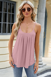Eyelet Scoop Neck Ruched Cami (multiple color options)