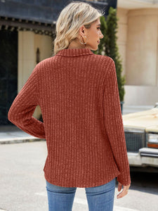 Ribbed Johnny Collar Long Sleeve Top (multiple color options)