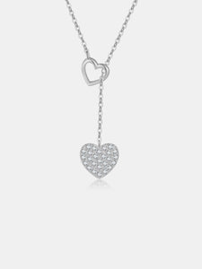 925 Sterling Silver Inlaid Zircon Heart Necklace (gold or silver)