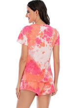 Load image into Gallery viewer, Tie-Dye Round Neck Short Sleeve Top and Shorts Lounge Set  (multiple color options)
