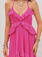 Load image into Gallery viewer, Ruffled Halter Neck Sleeveless Maxi Dress
