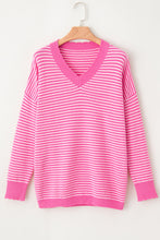 Load image into Gallery viewer, Striped V-Neck Dropped Shoulder Sweater (2 color options)
