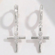 Load image into Gallery viewer, 925 Sterling Silver Zircon Cross Earrings
