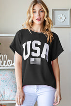 Load image into Gallery viewer, USA Graphic Short Sleeve Ribbed Top
