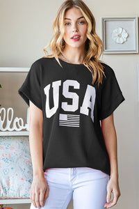 USA Graphic Short Sleeve Ribbed Top