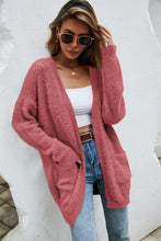 Load image into Gallery viewer, Open Front Openwork Fuzzy Cardigan with Pockets (multiple color options)
