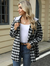 Load image into Gallery viewer, Drawstring Plaid Long Sleeve Hooded Jacket (multiple color options)
