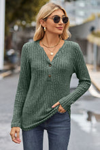 Load image into Gallery viewer, Ribbed Half Button Long Sleeve Knit Top (multiple color options)
