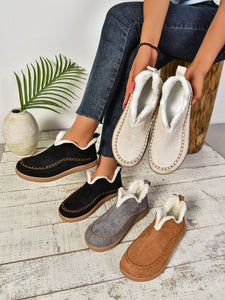 Faux Fur Round Toe Flat Sneakers (multiple color options)