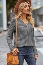 Load image into Gallery viewer, Ribbed Half Button Long Sleeve Knit Top (multiple color options)
