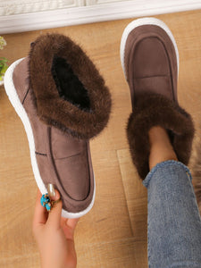 Faux Fur Suede Round Toe Sneakers (multiple color options)