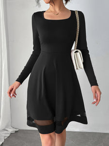 Square Neck Long Sleeve Mini Dress (multiple color options)