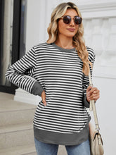 Load image into Gallery viewer, Striped Round Neck Long Sleeve Sweatshirt (multiple color options)
