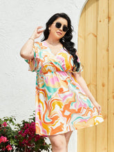 Load image into Gallery viewer, Printed Surplice Flutter Sleeve Mini Dress
