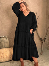 Load image into Gallery viewer, Ruffled V-Neck Long Sleeve Dress  (multiple color options)
