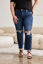 Load image into Gallery viewer, RFM &quot;Dylan&quot; Tummy Control Distressed High Waist Straight Leg Cropped Raw Hem Jeans
