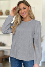 Load image into Gallery viewer, Textured Round Neck Long Sleeve Top (multiple color options)
