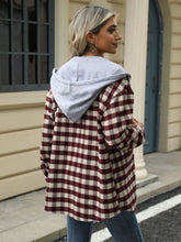 Load image into Gallery viewer, Drawstring Plaid Long Sleeve Hooded Jacket (multiple color options)
