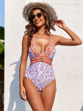 Load image into Gallery viewer, Printed Plunge One-Piece Swimwear and Cover-Up Set (multiple color options)
