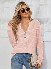 Load image into Gallery viewer, Ribbed Notched Long Sleeve Top (multiple color options)
