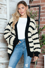 Load image into Gallery viewer, Striped Contrast Open Front Long Sleeve Cardigan
