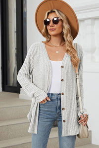 Ribbed Button Up Long Sleeve Cardigan (multiple color options)