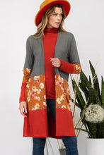 Load image into Gallery viewer, Floral Color Block Open Front Cardigan
