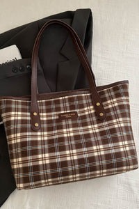 Plaid PU Leather Tote Bag (multiple color options)