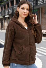 Load image into Gallery viewer, Zip Up Long Sleeve Fuzzy Hooded Outerwear (multiple color options)
