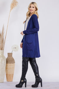 Open Front Cardigan with Pockets in Navy