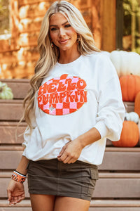 Pumpkin Round Neck Long Sleeve Sweatshirt