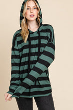 Load image into Gallery viewer, Drawstring Striped Dropped Shoulder Hoodie
