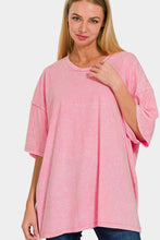 Load image into Gallery viewer, Washed Round Neck Drop Shoulder Oversized T-Shirt in Pink
